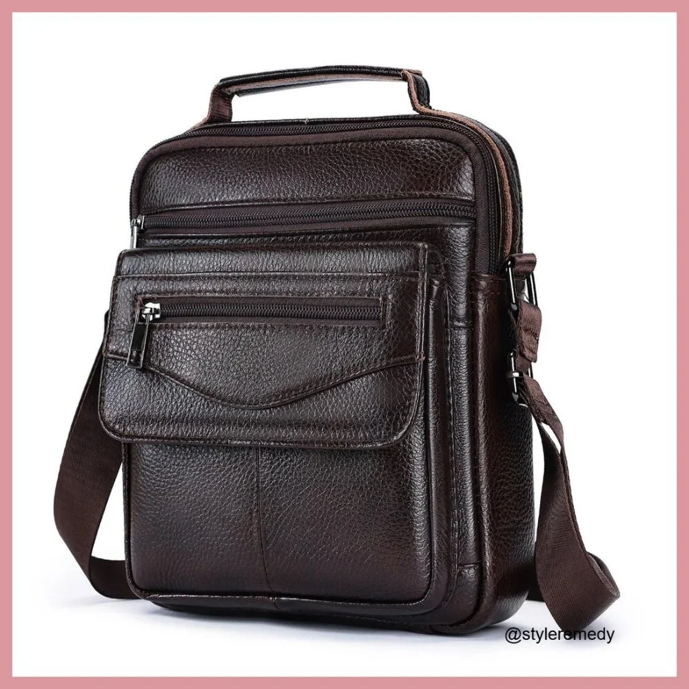 Genuine Leather Crossbody Sling Bag Messenger Satchel Shoulder Bag